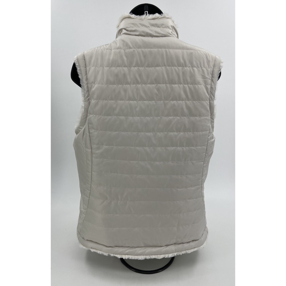 Nicole Miller Women's Faux Fur Reversible Vest Women's Medium M Off White NWOT - Picture 4 of 11